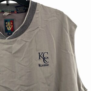 VTG Sunice Pullover Mens XL Beige Golf Windbreaker Sleeveless KCC Classic Pocket